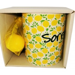 Mug personalizzato con scatola e sacchettino con 1 sapone limone 25 gr