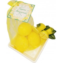 Ciotola Limone  con un sacchetto da 3 pz sapone limone da 25 gr cad. con cartoncino personalizzabile  conf. cellophane