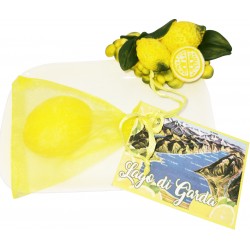 Portasapone limone con sacchettino 1 sapone 25 gr cartoncino personalizzabile conf. cellophane