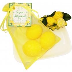 Portasapone limone  con sacchettino 3 sapone 25 gr cartoncino personalizzabile conf. cellophane