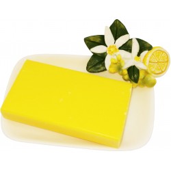 Portasapone limone con fiore con sapone 100 gr limone conf. cellophane